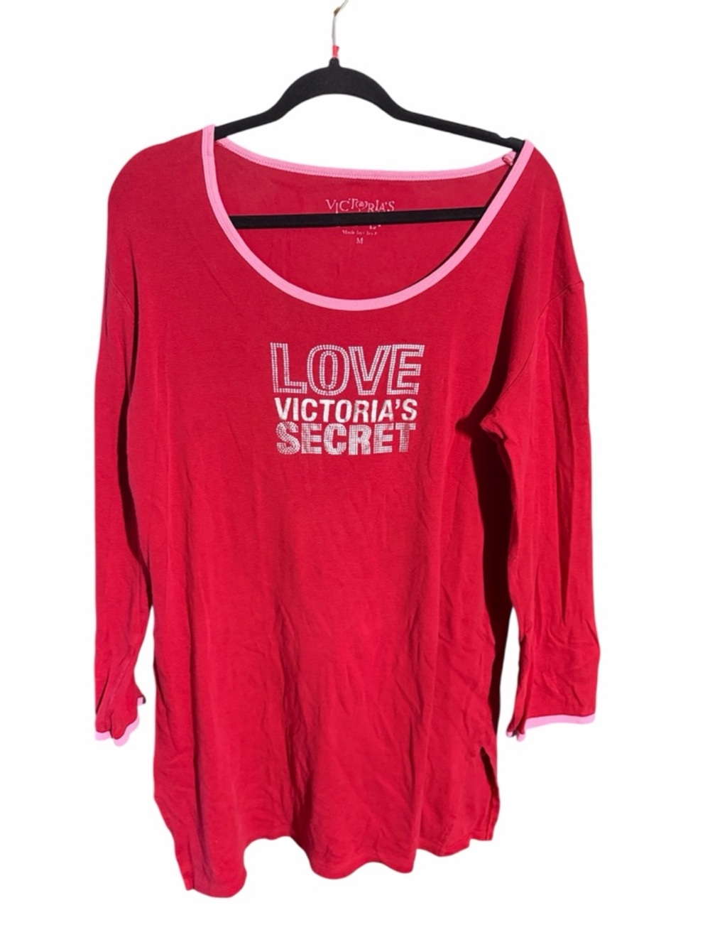 Victoria's Secret Red Long Sleeve Tee/PJ sleep top/dress size medium